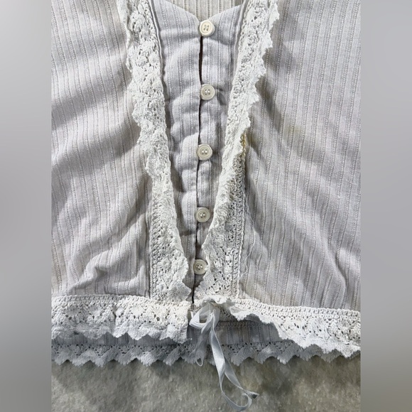 Free People Third Date Top, Crocheted Hem, Almond / Off-white Color, XL - Picture 3 of 9